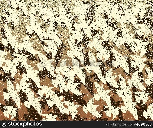 Editable vector background of a flock of birds and grunge