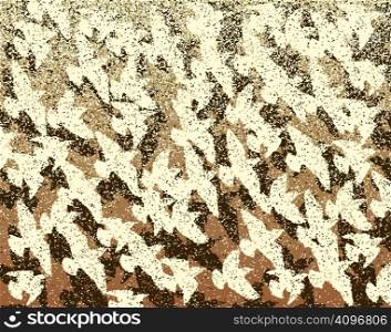 Editable vector background of a flock of birds and grunge