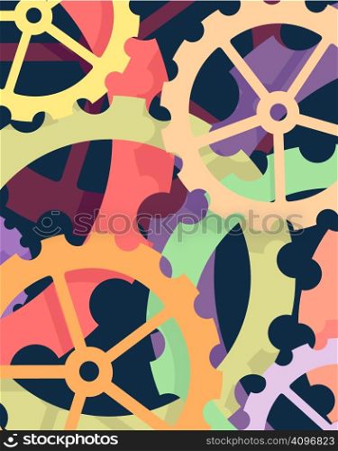 Editable vector background of cogs and wheels