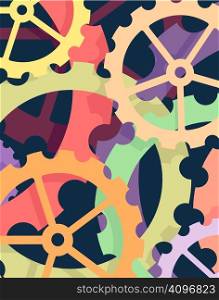 Editable vector background of cogs and wheels