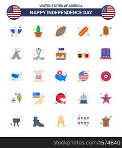 Editable Vector Flat Pack of USA Day 25 Simple Flats of popsicle; states; pot; hotdog; usa Editable USA Day Vector Design Elements