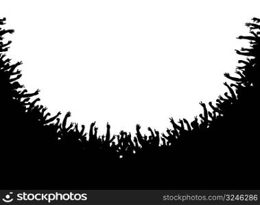 Editable vector foreground illustration of a crowd silhouette