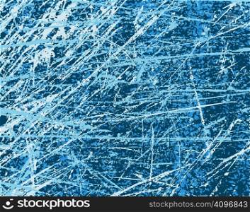 Editable vector illustration of a blue grunge background. Colors of three overlayed grunge patterns easily changeable.