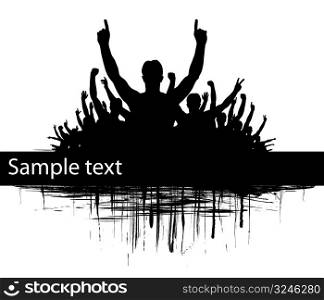 Editable vector illustration of men celebrating with copy space and all individual people as separate objects