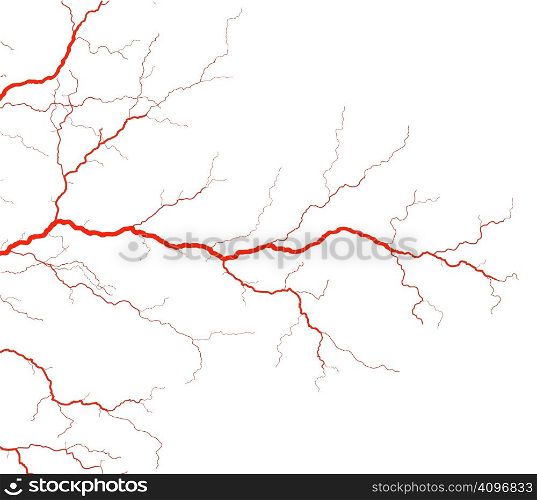 Editable vector illustration of red blood vessels