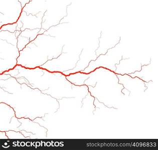 Editable vector illustration of red blood vessels