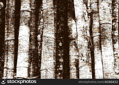 Editable vector illustration of tree trunks and grunge
