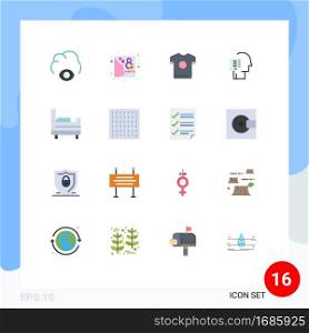 Editable Vector Line Pack of 16 Simple Flat Colors of bed room, tasks, shirt, schedule, list Editable Pack of Creative Vector Design Elements