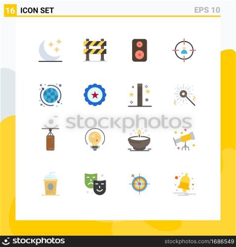 Editable Vector Line Pack of 16 Simple Flat Colors of seo, target, under construction, management, business Editable Pack of Creative Vector Design Elements