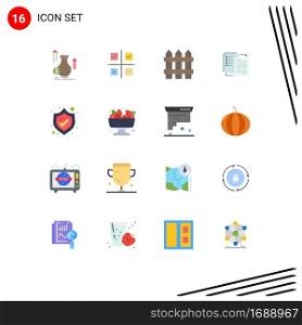 Editable Vector Line Pack of 16 Simple Flat Colors of wlan, share, product, file, security Editable Pack of Creative Vector Design Elements