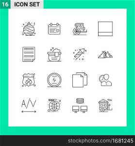 Editable Vector Line Pack of 16 Simple Outlines of page, document, horses, data, grid Editable Vector Design Elements