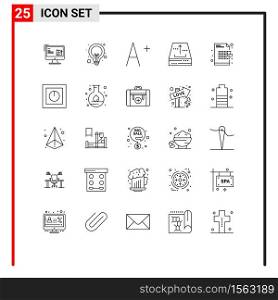 Editable Vector Line Pack of 25 Simple Lines of cryptography, office, seo, file, archive Editable Vector Design Elements