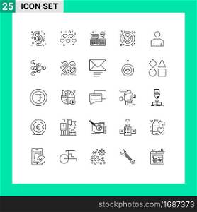 Editable Vector Line Pack of 25 Simple Lines of male, forbidden, computer, romance, adultery Editable Vector Design Elements