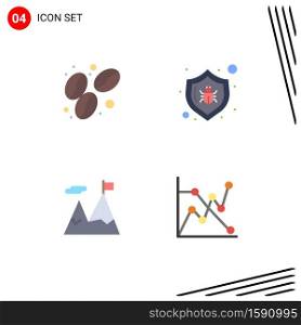 Editable Vector Line Pack of 4 Simple Flat Icons of bean, mission, antivirus, security, analytics Editable Vector Design Elements
