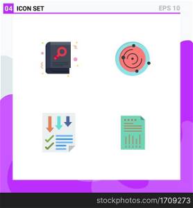 Editable Vector Line Pack of 4 Simple Flat Icons of book, data, sign, medical, paper Editable Vector Design Elements