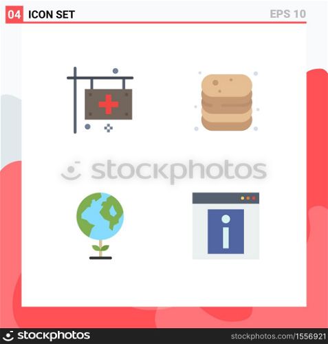 Editable Vector Line Pack of 4 Simple Flat Icons of care, shop, health, canned, ecology Editable Vector Design Elements