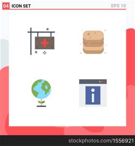 Editable Vector Line Pack of 4 Simple Flat Icons of care, shop, health, canned, ecology Editable Vector Design Elements