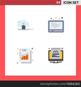 Editable Vector Line Pack of 4 Simple Flat Icons of cloud, social media, data, media, profit Editable Vector Design Elements