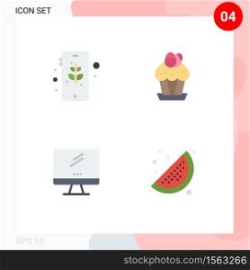 Editable Vector Line Pack of 4 Simple Flat Icons of earth, computer, safe, cup, device Editable Vector Design Elements
