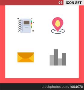 Editable Vector Line Pack of 4 Simple Flat Icons of education, message, location, easter, bar Editable Vector Design Elements