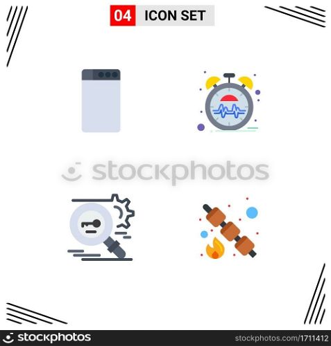 Editable Vector Line Pack of 4 Simple Flat Icons of machine, secure, heart, key, marshmallow Editable Vector Design Elements