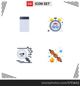 Editable Vector Line Pack of 4 Simple Flat Icons of machine, secure, heart, key, marshmallow Editable Vector Design Elements