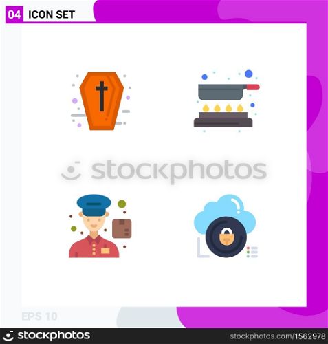Editable Vector Line Pack of 4 Simple Flat Icons of sign, delivery, holidays, pan, cloud Editable Vector Design Elements