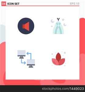 Editable Vector Line Pack of 4 Simple Flat Icons of sound, mobile, islamic, muslim, transfer Editable Vector Design Elements