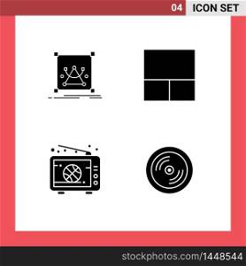 Editable Vector Line Pack of 4 Simple Solid Glyphs of edit, match, resize, broadcast, cd Editable Vector Design Elements