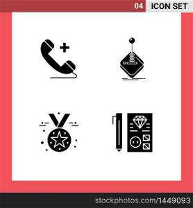 Editable Vector Line Pack of 4 Simple Solid Glyphs of medical, award, hospital, gaming, star Editable Vector Design Elements