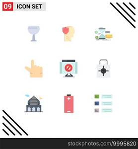 Editable Vector Line Pack of 9 Simple Flat Colors of denied, cross, hourglass, zoom, coins Editable Vector Design Elements