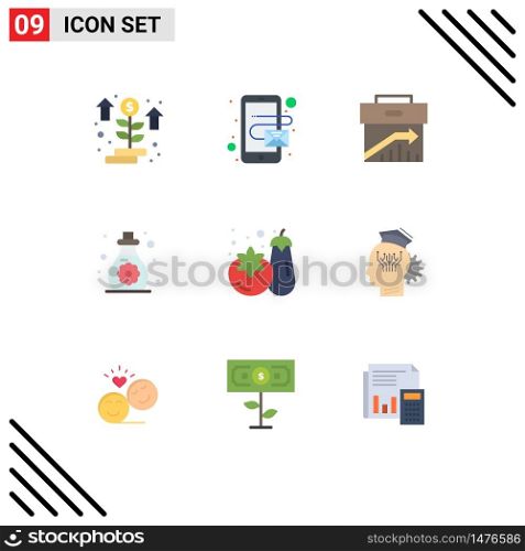 Editable Vector Line Pack of 9 Simple Flat Colors of supermarket, toddler, business, soft skin, care Editable Vector Design Elements
