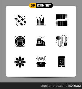 Editable Vector Line Pack of 9 Simple Solid Glyphs of construction, reward, accessories, prize, award Editable Vector Design Elements