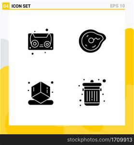 Editable Vector Line Pack of Simple Solid Glyphs of audio tape, printing, bend, paradox, delete Editable Vector Design Elements