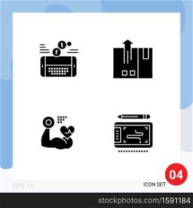 Editable Vector Line Pack of Simple Solid Glyphs of mobile, logistic, facebook, cargo, muscle Editable Vector Design Elements