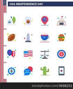 Editable Vector Line Pack of USA Day 16 Simple Flats of ball  landmark  american  house  place Editable USA Day Vector Design Elements