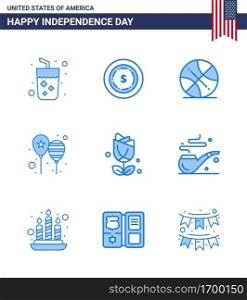 Editable Vector Line Pack of USA Day 9 Simple Blues of imerican  america flag  ball  party  celebrate Editable USA Day Vector Design Elements