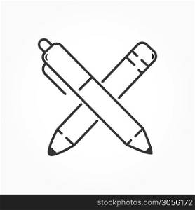 Editable vector pencil and pen icon. Isolated style, simple design.