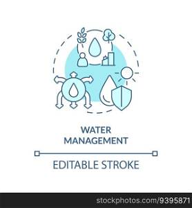 Editable water management icon representing heatflation concept, isolated vector, linear illustration of solutions to global warming.. Water management icon heatflation concept