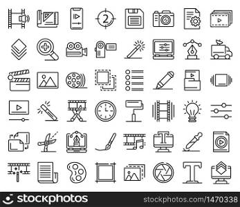 Editor icons set. Outline set of editor vector icons for web design isolated on white background. Editor icons set, outline style