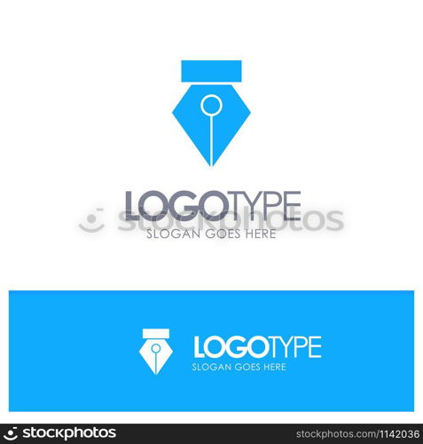 Editor, Pen, Photo Blue Solid Logo with place for tagline