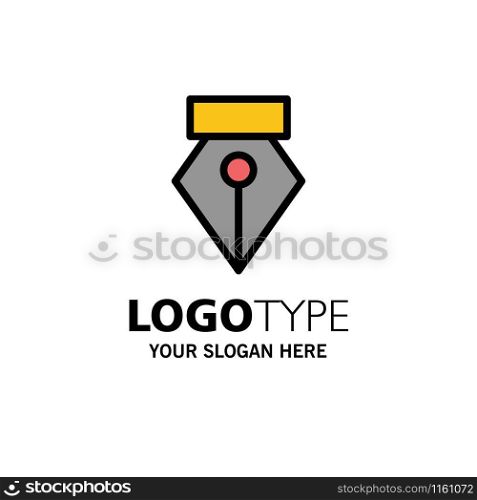 Editor, Pen, Photo Business Logo Template. Flat Color