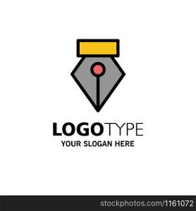 Editor, Pen, Photo Business Logo Template. Flat Color