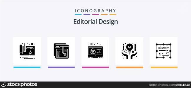 Editorial Design Glyph 5 Icon Pack Including document. business. creative. art. designer. Creative Icons Design