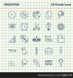 Education 25 Doodle Icons. Hand Drawn Business Icon set