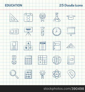 Education 25 Doodle Icons. Hand Drawn Business Icon set