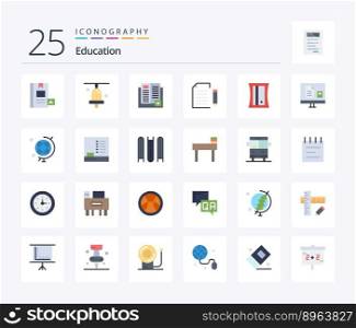 Education 25 Flat Color icon pack including file. document. data. learning