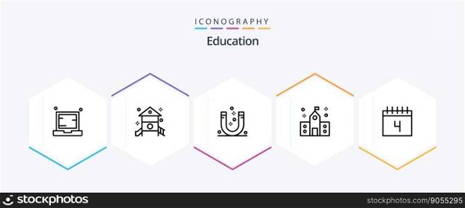 Education 25 Line icon pack including education. building. nursery school. negative. magnet