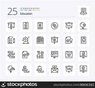 Education 25 Line icon pack including school. education. knowledge. school. knowledge