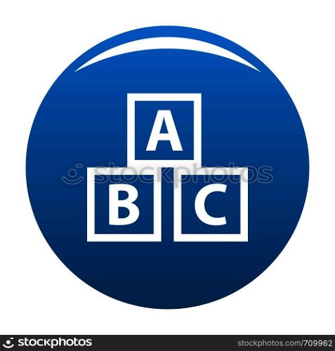 Education abc blocks icon vector blue circle isolated on white background . Education abc blocks icon blue vector